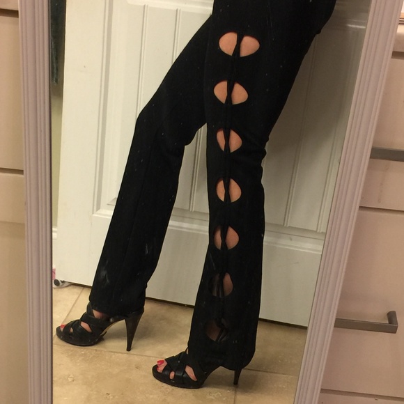 Girls Only Pants - Black Women's Club Party Pants w cut out sides. S. Girls Only Pants - Black Women's Club Party Pants w cut out sides. S.